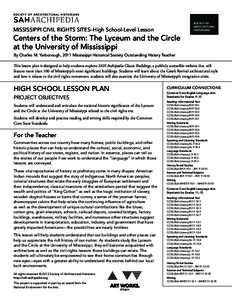 Mississippi Civil Rights Sites–High School-Level Lesson  Centers of the Storm: The Lyceum and the Circle at the University of Mississippi By Charles M. Yarborough, 2011 Mississippi Historical Society Outstanding Histor