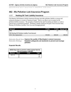 Wa Pollution Liab Insurance Program  ACT001 - Agency Activity Inventory by Agency Appropriation Period: [removed]Activity Version: 2C - Enacted Recast Sort By: Activity