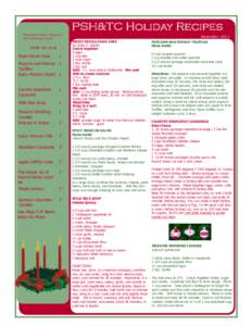 PSH&TC Holiday Recipes Parsons State Hospital & Training Center Inside this issue: Moist Devils Food