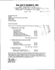 NA LEO 0 H R ~ A P IINC. , In Hilo: 91 Mohouli Street, Hilo, HI[removed]Fax: ([removed]e-mail: [removed].,( ,--In Kona: 74-5590Eho Street, Suite #I 15,Kailua-Kona, HI[removed] : ,Tel: ([removed]Fax: (808)32