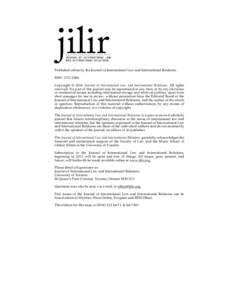 Journal of International Law and International Relations / Self-determination / Munk School of Global Affairs / Public international law / International relations / University of Toronto / International law