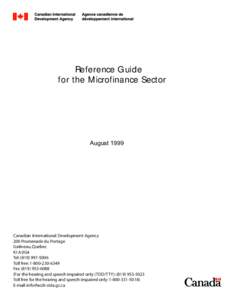 Reference Guide for the Microfinance Sector August[removed]Canadian International Development Agency