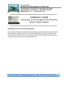    San Juan County Community Development & Planning 135 Rhone Street, P.O. Box 947, Friday Harbor, WA[removed]