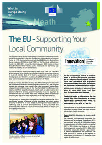 The EU -Supporting Your Local Community The European Union (EU) has made a major contribution to Meath’s economic and social development in the last 40 years. Since Ireland joined the Common Market in 1973 the country 