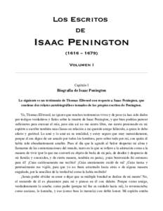 Los Escritos de Isaac Penington (1616 – 1679) Volumen I