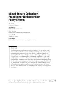 Mixed-Tenure Orthodoxy: Practitioner Reflections on Policy Effects Ade Kearns University of Glasgow Martin McKee