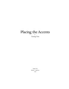 Placing the Accents — Truong Tran  Apogee Press
