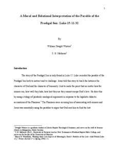 1  A Moral and Relational Interpretation of the Parable of the Prodigal Son: Luke 15:[removed]By