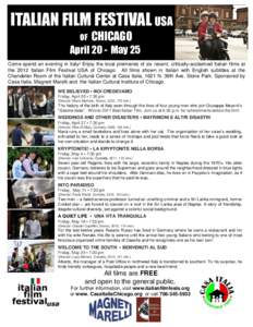 ITALIAN FILM FESTIVAL USA OF CHICAGO  April 20 - May 25