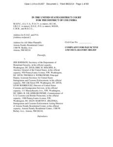 Case 1:14-cv[removed]Document 1 Filed[removed]Page 1 of 60  IN THE UNITED STATES DISTRICT COURT FOR THE DISTRICT OF COLUMBIA M.S.P.C., G.L.V.A., P.J.C.V. (a minor), B.C.M., J.R.C.C. (a minor), E.O.Z., P.O. (a minor), M.R.