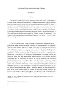 Justification / Critical thinking / Analytic philosophers / Mental content / Cognitive science / Belief / Ruth Barcan Marcus / Theory of justification / Jerry Fodor / Philosophy of mind / Philosophy / Mind