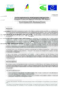 Youth / Congress of the Council of Europe / Revised European Charter on the Participation of Young People in Local and Regional Life / Youth council / UK Youth Parliament / Council of Europe / Politics of Europe / Europe