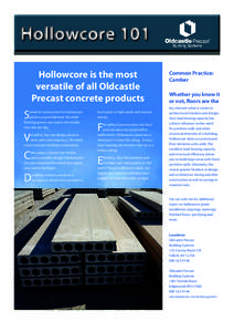 Hollowcore 101 Hollowcore is the most versatile of all Oldcastle Precast concrete products  S