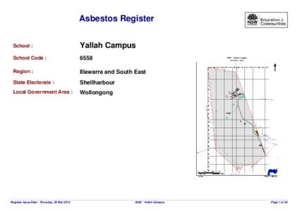 Asbestos Register School : Yallah Campus  School Code :