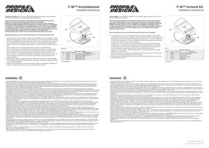 F-35™-Armstützenset  F-35™ Armrest Kit Installationsanleitung