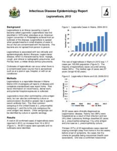 Infectious Disease Epidemiology Report Legionellosis, 2013 Legionellosis is an illness caused by a type of bacteria called Legionella. Legionellosis was first identified in 1976 when attendees at an American