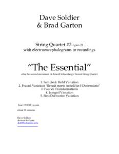 Dave Soldier & Brad Garton String Quartet #3 opus 21 with electroencephalograms or recordings  “The Essential”