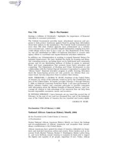 Proc[removed]Title 3—The President Earning a Lifetime of Dividends,’’ highlights the importance of financial education to consumer protection.