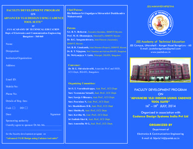 JSS MAHAVIDYAPEETHA  FACULTY DEVELOPMENT PROGRAM ON “ADVANCED VLSI DESIGN USING CADENCE TOOL SUITE”