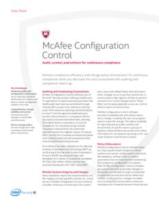 Data Sheet  McAfee Configuration Control Audit, control, and enforce for continuous compliance
