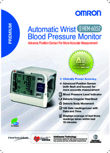 PREMIUM  Automatic Wrist Blood Pressure Monitor Advance Position Sensor For More Accurate Measurement