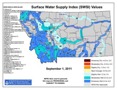 Surface Water Supply Index (SWSI) Values  RIVER INDEX & SWSI VALUES 2 Tobacco[removed]Kootenai Ft. Steele to Libby Dam 2.3
