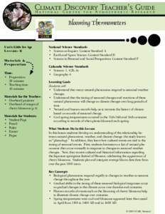 Climate Discovery Teacher’s Guide National Center for Atmospheric Research Blooming Thermometers  Un i t : Little Ice Age