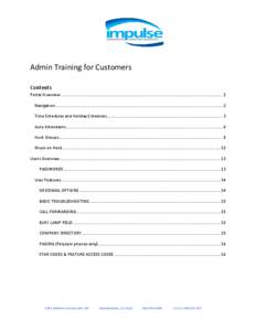 Admin Training for Customers Contents Portal Overview ............................................................................................................................................ 2 Navigation ............