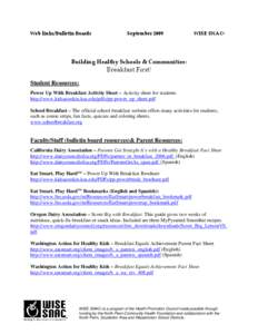 Web links/Bulletin Boards  September 2009 WISE SNAC®