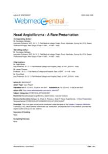Article ID: WMC004337  ISSN[removed]Nasal Angiofibroma - A Rare Presentation Corresponding Author: