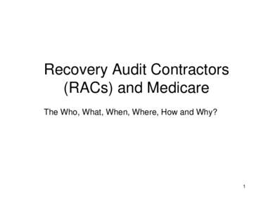Recovery Audit Contractors and Medicare