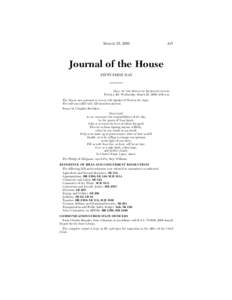 MARCH 25, [removed]Journal of the House FIFTY-FIRST DAY