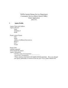 Mifflin Juniata Human Service Department Community Services Block Grant (CSBG) Grant Application 2013 FY I.