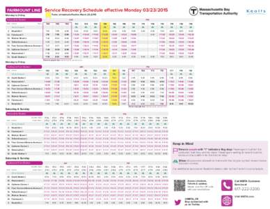 FAIRMOUNT LINE  Service Recovery Schedule effective Monday[removed]Trains reinstated effective March 23,2015  Monday to Friday