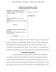 Case 1:13-cv[removed]Document 1 Filed[removed]Page 1 of 22  UNITED STATES DISTRICT COURT FOR THE DISTRICT OF COLUMBIA KIMBERLY A. PISINSKI, an individual, 54 Hazard Avenue, Suite 118, Enfield,