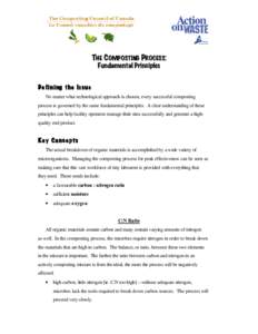 THE COMPOSTING PROCESS: Fundamental Principles Defining the Issue No matter what technological approach is chosen, every successful composting process is governed by the same fundamental principles. A clear understanding