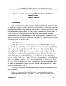 Kurzweil’s Unfermented Wine: Copying Brains and other Speculations  Kurzweil’s Unfermented Wine: Copying Brains and other Speculations Aaron Nowaczek Nipissing University