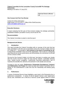 Cabinet Committee for the Lancashire County Council/BT Plc Strategic Partnership Meeting to be held on 10 July 2012 Electoral Division affected: All