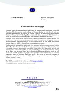 EUROPEA3 U3IO3  Brussels, 18 July 2012 A[removed]Catherine Ashton visits Egypt