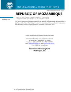 Republic of Mozambique: Fiscal Transparency Evaluation; IMF Country Report No, December 2014
