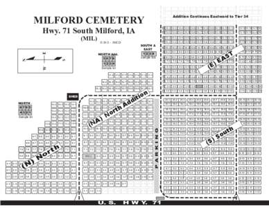 Milford Cemetery  Addition Continues Eastward to Tier 34 Hwy. 71 South Milford, IA © JMCD