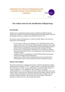 Submission of evidence by DrugScope to the Parliamentary Subcommittee on Science and Technology