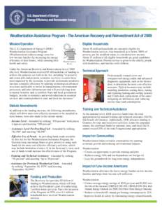 Weatherization Assistance Program - The American Recovery and Reinvestment Act of 2009