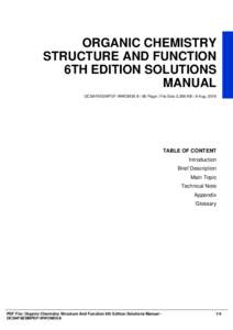 ORGANIC CHEMISTRY STRUCTURE AND FUNCTION 6TH EDITION SOLUTIONS MANUAL OCSAF6ESMPDF-WWOM35-9 | 66 Page | File Size 3,286 KB | 9 Aug, 2016
