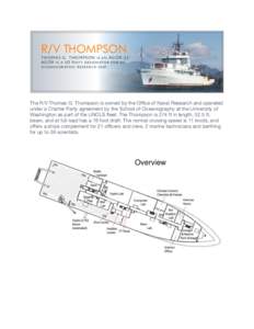 R/V THOMPSON  T H O M A S G . T H O M P S O N I S A N AG O RAG O R I S A U S N AV Y D E S I G N ATO R F O R A N OCEANOGRAPHIC RESEARCH SHIP.