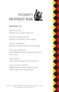 MIZNER’S  MONKEY BAR MA RTI N I S 14 N E A P O L I TA N Hendricks Gin, Campari, Chambord