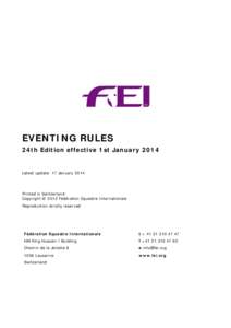 EVENTING RULES 24th Edition effective 1st January 2014