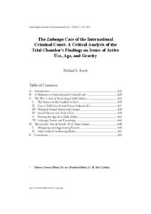 Goettingen Journal of International The LubangaLaw Case[removed]of the International 2, [removed]Criminal Court