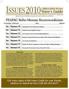 ISSUES 2010 Voter’s Guide  A Biblical Ballot Measure