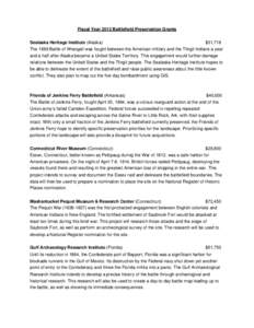 Microsoft Word - Fiscal Year 2012 Battlefield Preservation Grants - list.docx